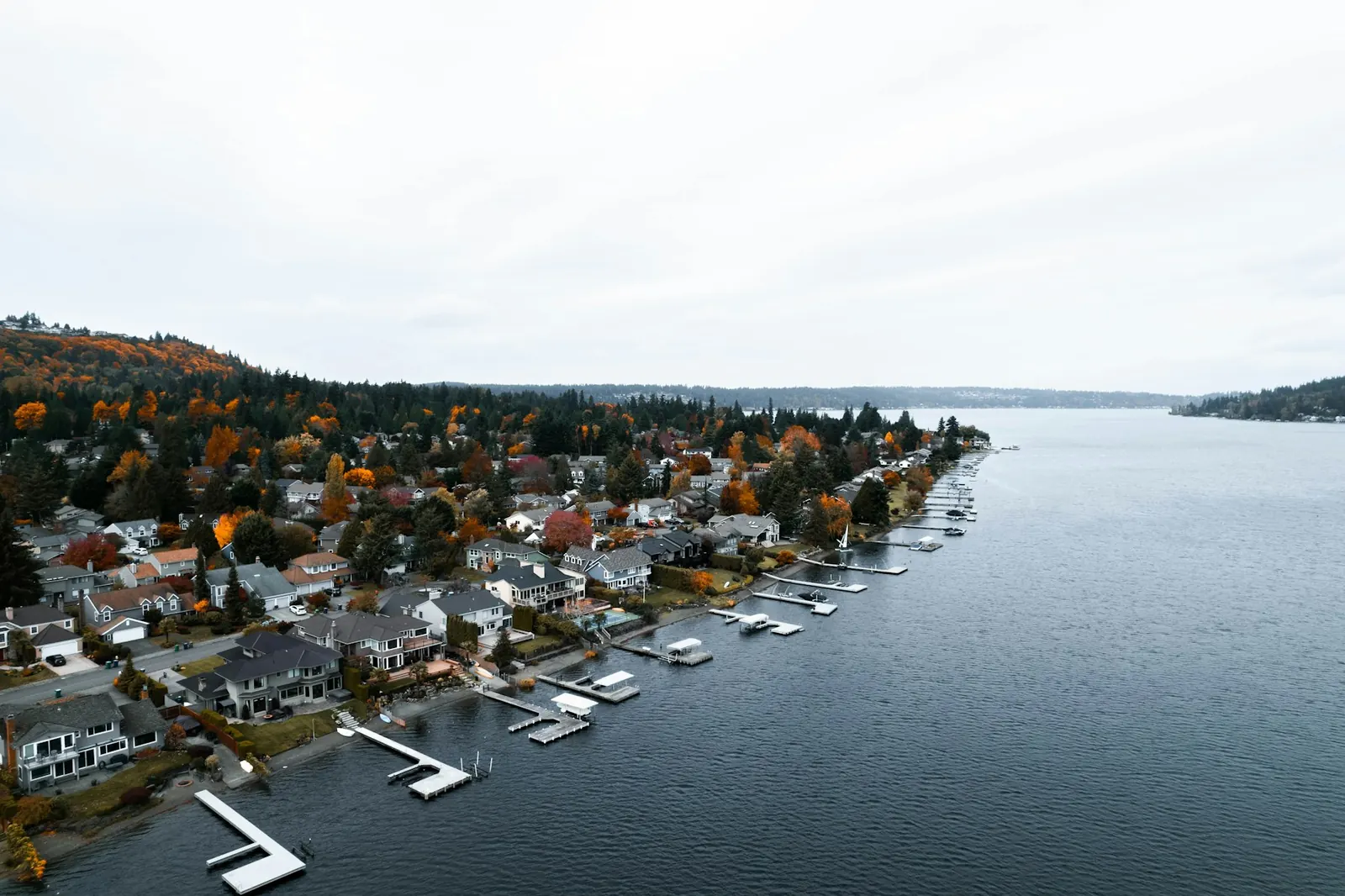 Aerial view of lakeside homes and docks similar to The Colony on Lewisville Lake